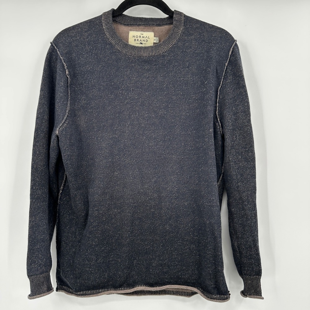 The Normal Brand Crewneck Knit Sweater Men's Size Small Dark Gray Waffle Texture